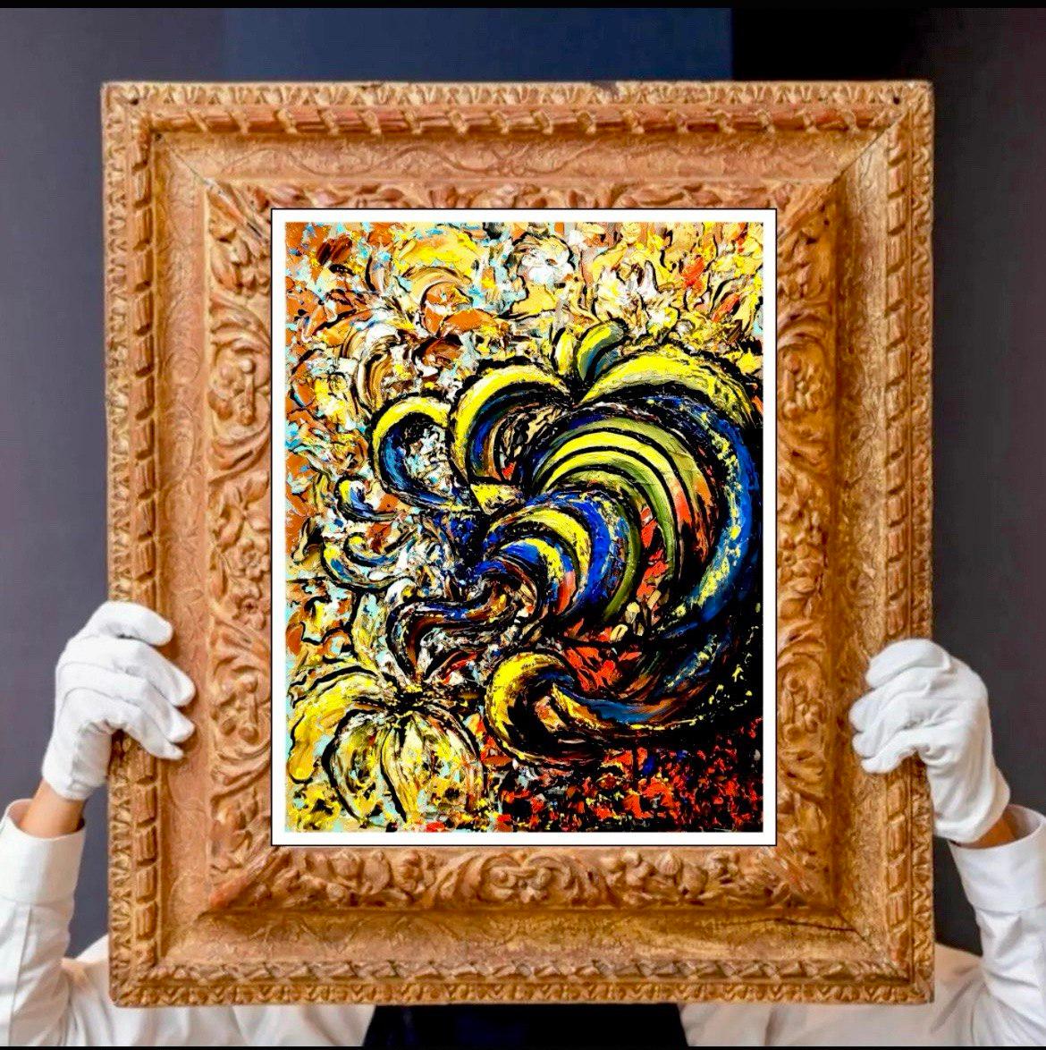 énergétique de l'amour expressionnisme abstrait, peinture à l'huile colorée originale de 50 x 40 cm - Painting de Vik Schroeder 