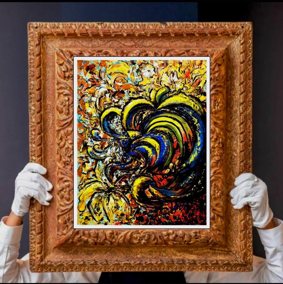 énergétique de l'amour expressionnisme abstrait, peinture à l'huile colorée originale de 50 x 40 cm en vente 12