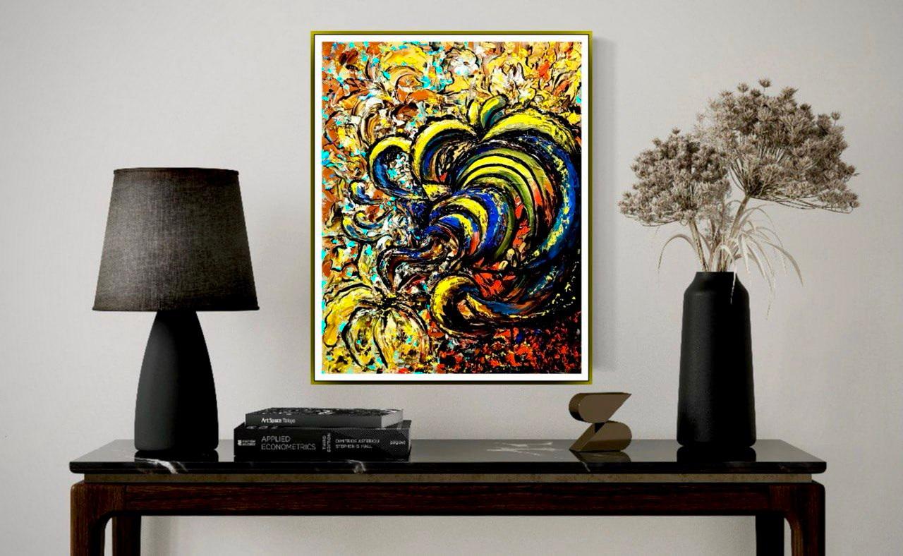 énergétique de l'amour expressionnisme abstrait, peinture à l'huile colorée originale de 50 x 40 cm en vente 13