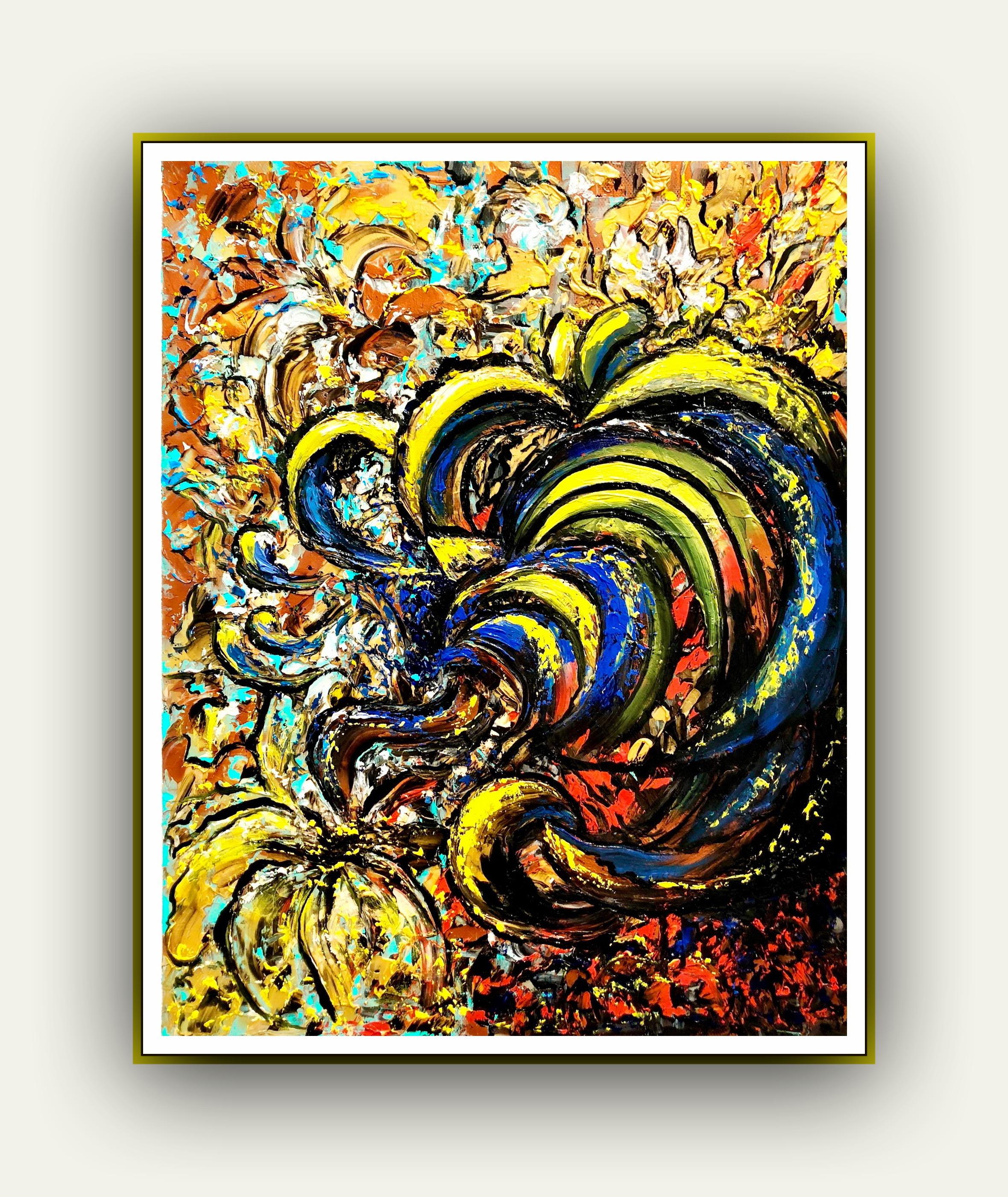 énergétique de l'amour expressionnisme abstrait, peinture à l'huile colorée originale de 50 x 40 cm en vente 14