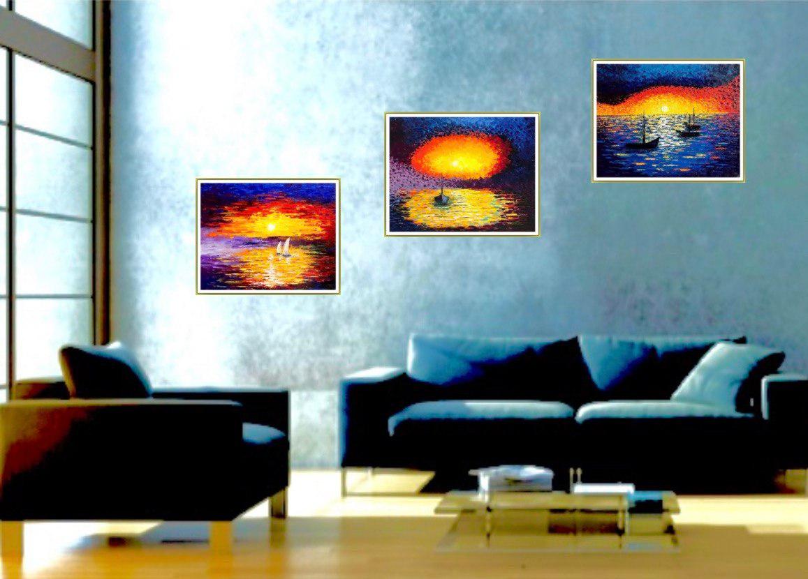Evening Rest. Oil impasto painting, impressionism. Sea sunset, water, fine art. For Sale 9