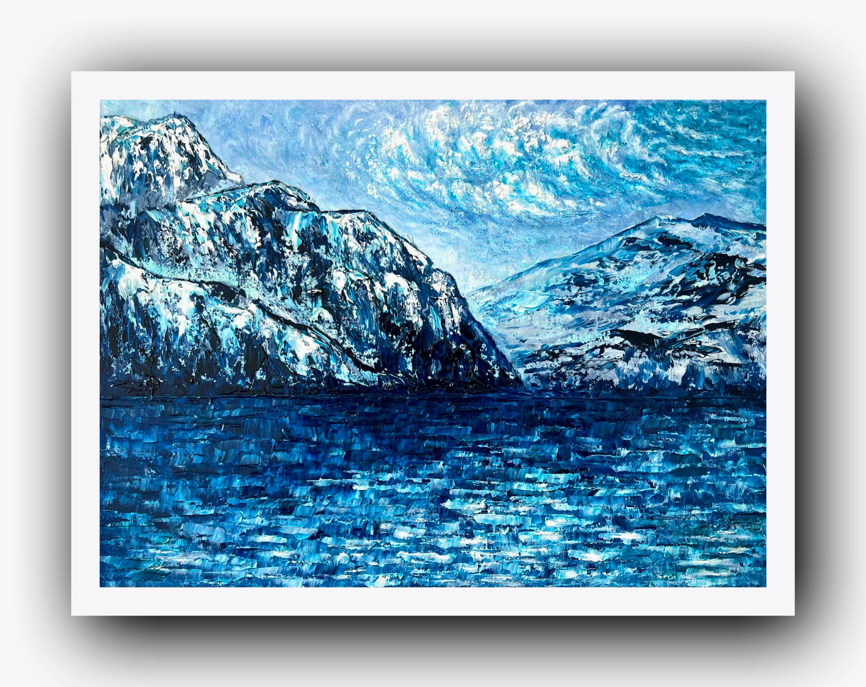 Faulensee //Oil Impasto Painting, Impressionistic Landscape, 30x40cm/ mountains.