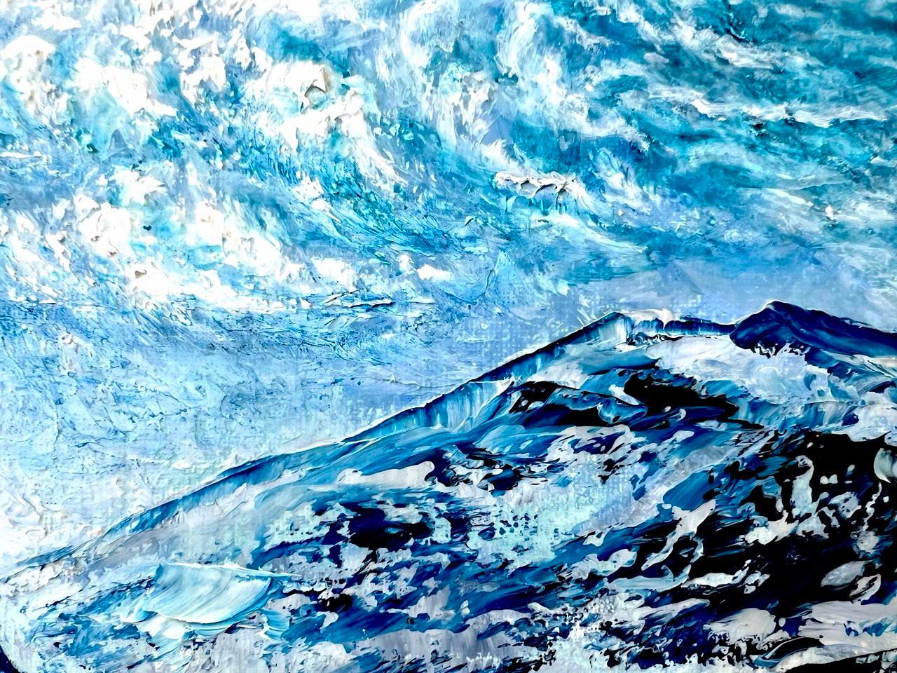 Dieses Gemälde wurde en plein air gemalt, im malerischen Dorf Faulensee am Thunersee in der Schweiz, das für seine atemberaubende Aussicht und seine ruhige Atmosphäre bekannt ist. 
Die tiefblauen Farbtöne des Wassers und der Berge schaffen eine