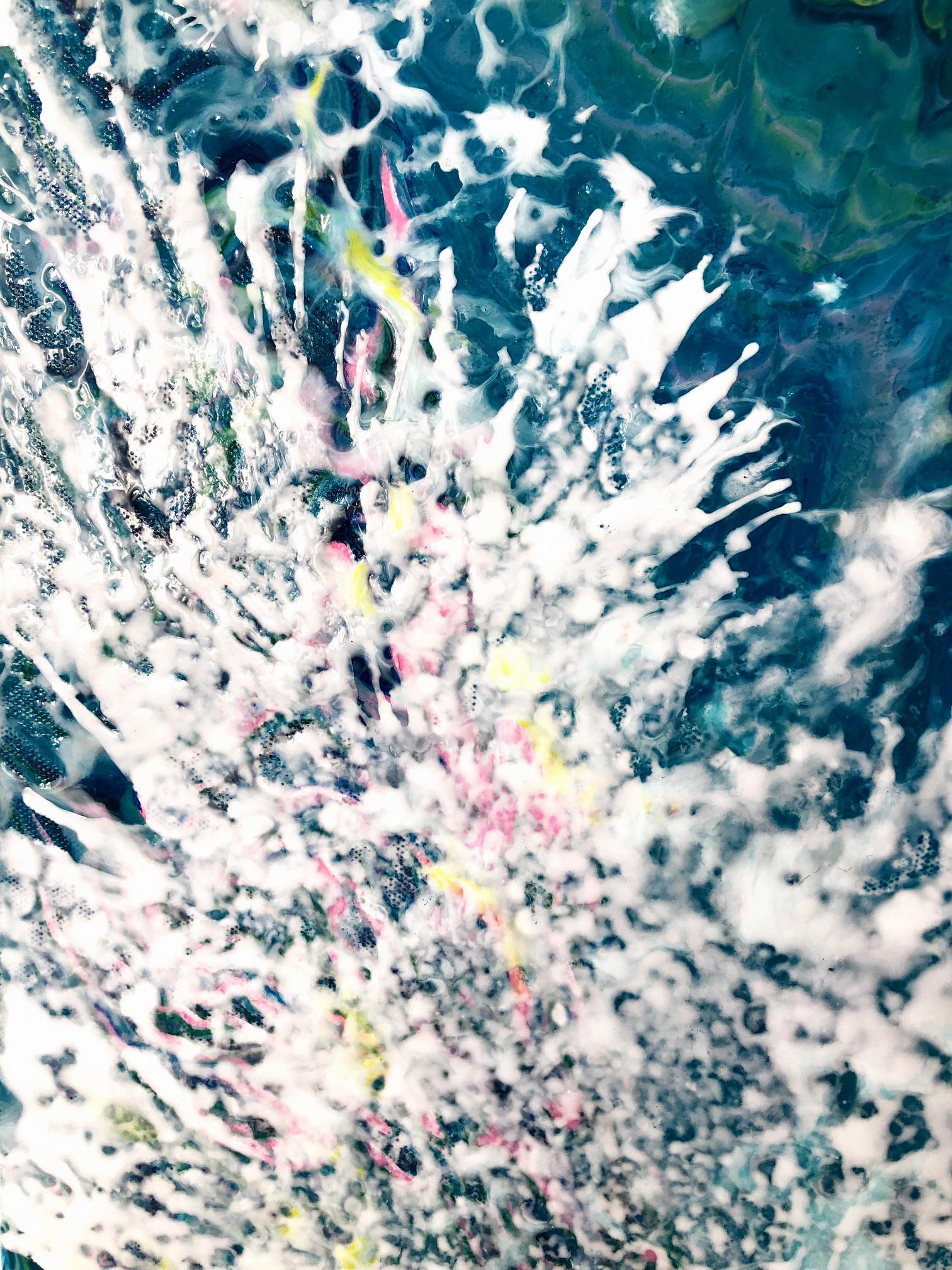 Inspirationsblume. Abstraktes Gemälde / Wasser / Lotus / Blumen / 80x60cm im Angebot 3