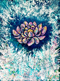 Inspirationsblume. Abstraktes Gemälde / Wasser / Lotus / Blumen / 80x60cm