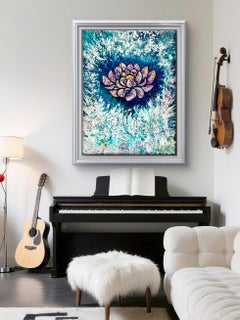 Blume der Inspiration // Florale 3d-Impasto-Malerei / Wasserlotus / gute Schwingungen /