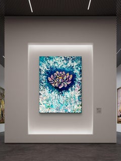 Blume der Inspiration // Florale 3d-Impasto-Malerei / Wasserlotus / gute Schwingungen /