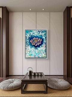 Blume der Inspiration // Florale 3d-Impasto-Malerei / Wasserlotus / gute Schwingungen /