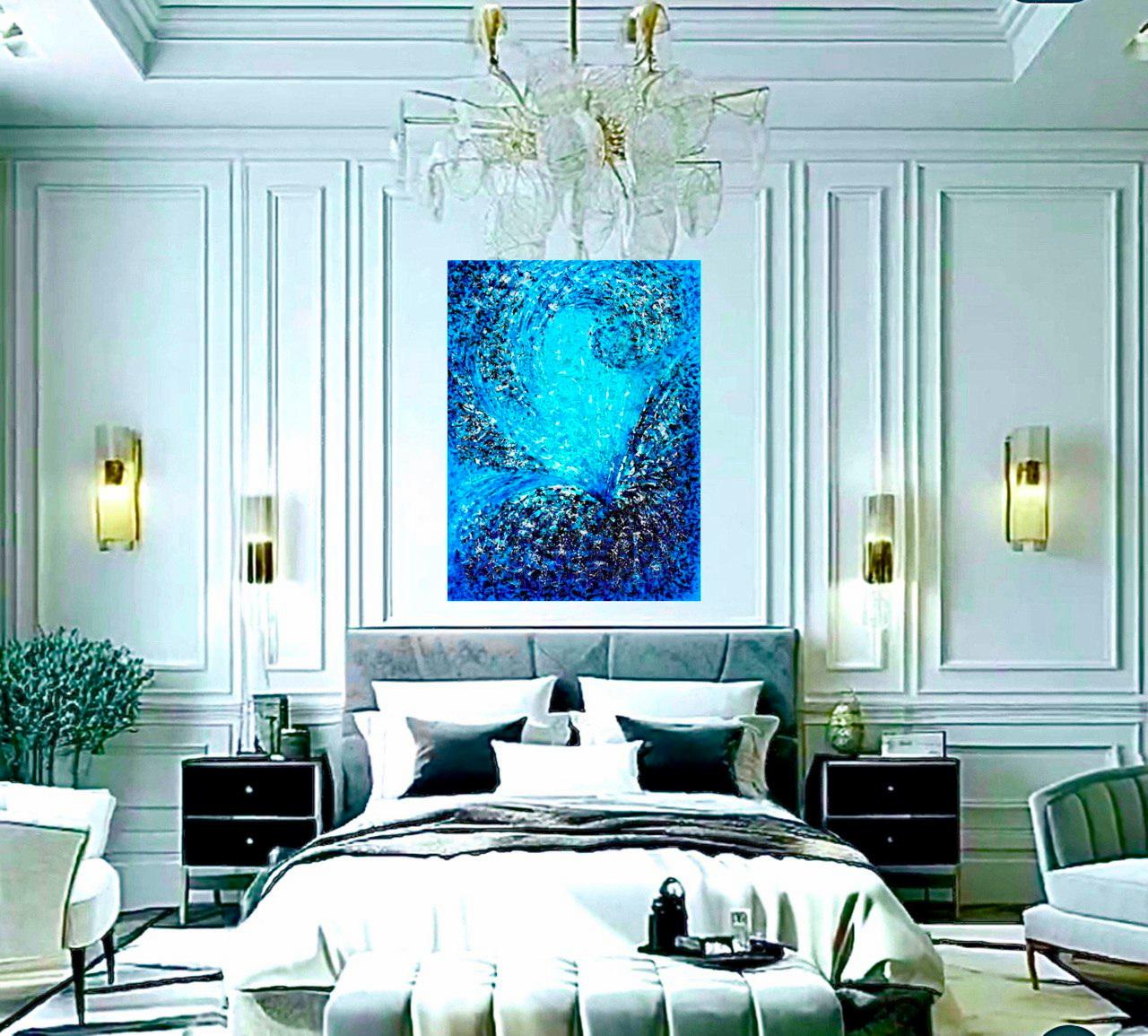 Fontana di vita / Interno acqua astratto / oceano blu / mare, onde. - Mixed Media Art Espressionismo astratto di Vik Schroeder 