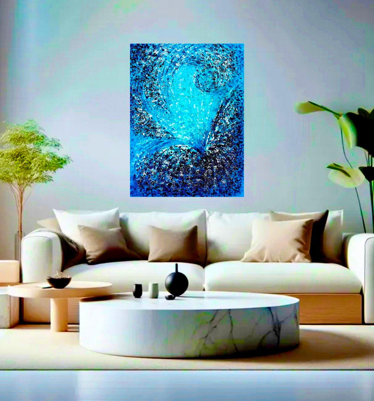 #Abstract #Water #Sea #blue #waves
 L'acqua è un simbolo del principio fondamentale di ogni cosa, è l'elemento da cui è nato tutto sulla Terra. Il dipinto è pieno dell'energia divina del nostro creatore e si carica per la gioia di tutte le persone