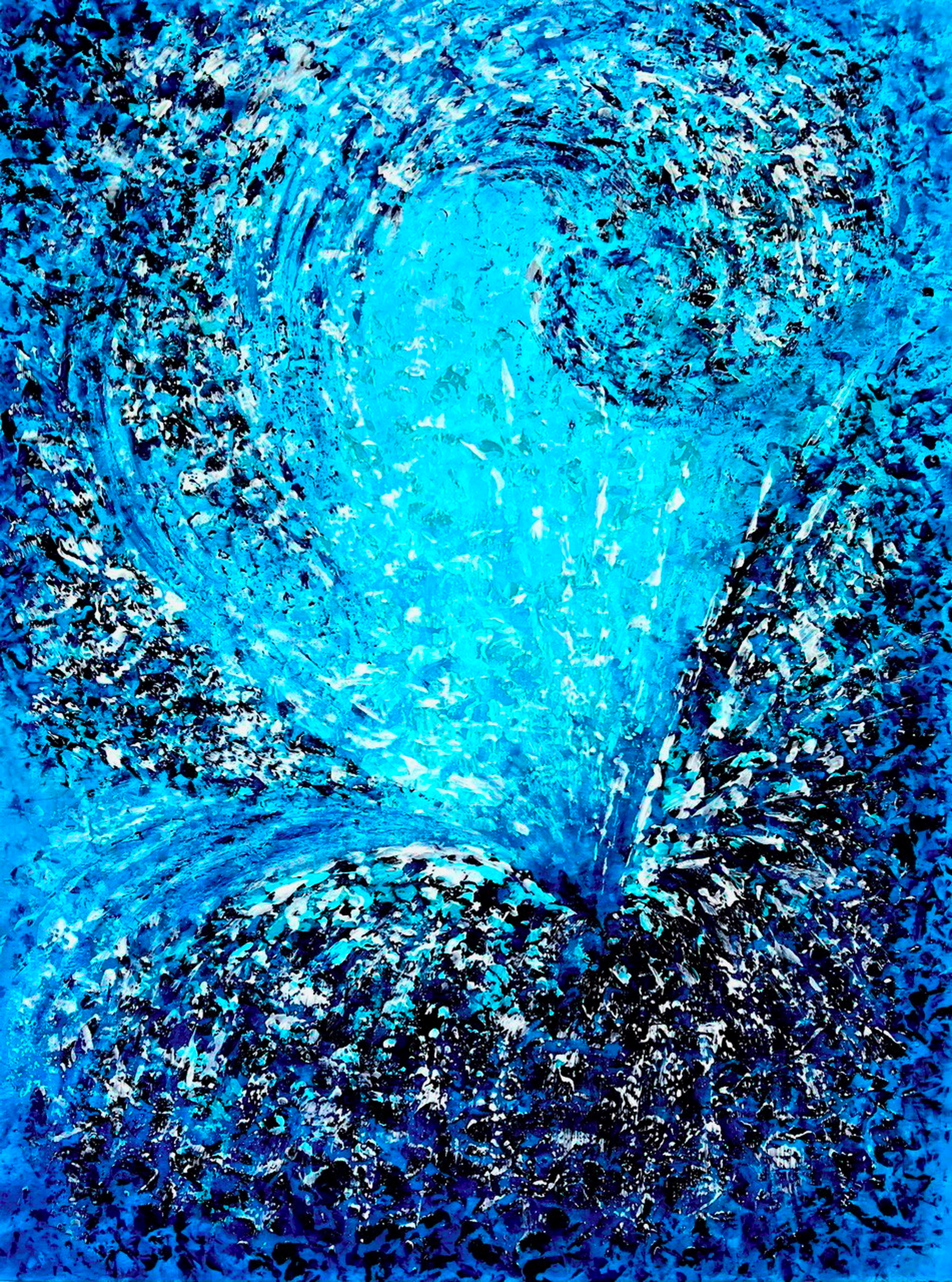 Fontana della vita // Interno Acqua Astratto / oceano blu / mare, onde. - Mixed Media Art di Vik Schroeder 