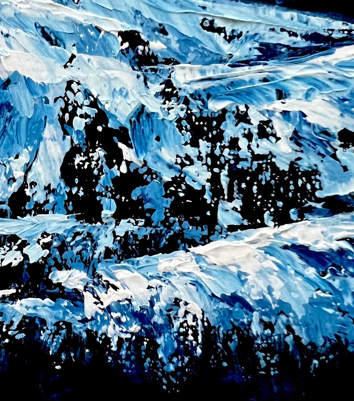 Holy Night / Impressionism / Winter, Snow, Sky Northern Lights. - Painting by Vik Schroeder 