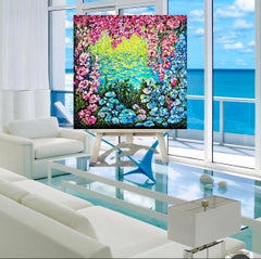 Impression of a Paradise Island //impasto 3d good vibes painting / flowers /