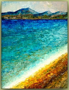 Impression of Montreux. Interior abstract oil painting. Impressionism style.
