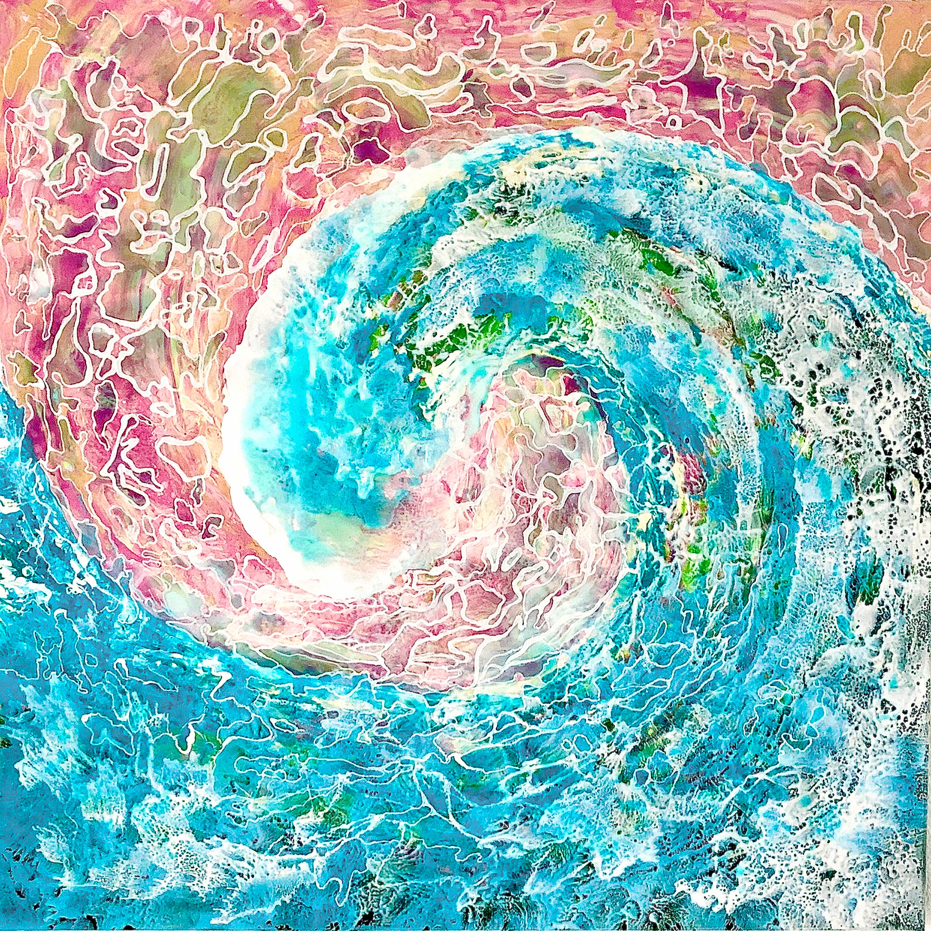 "Onda Inquisitiva". Pintura expresionismo abstracto 80/80 cm. Agua, Mar, Ola.