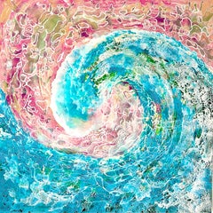"Onda Inquisitiva". Pintura expresionismo abstracto 80/80 cm. Agua, Mar, Ola.