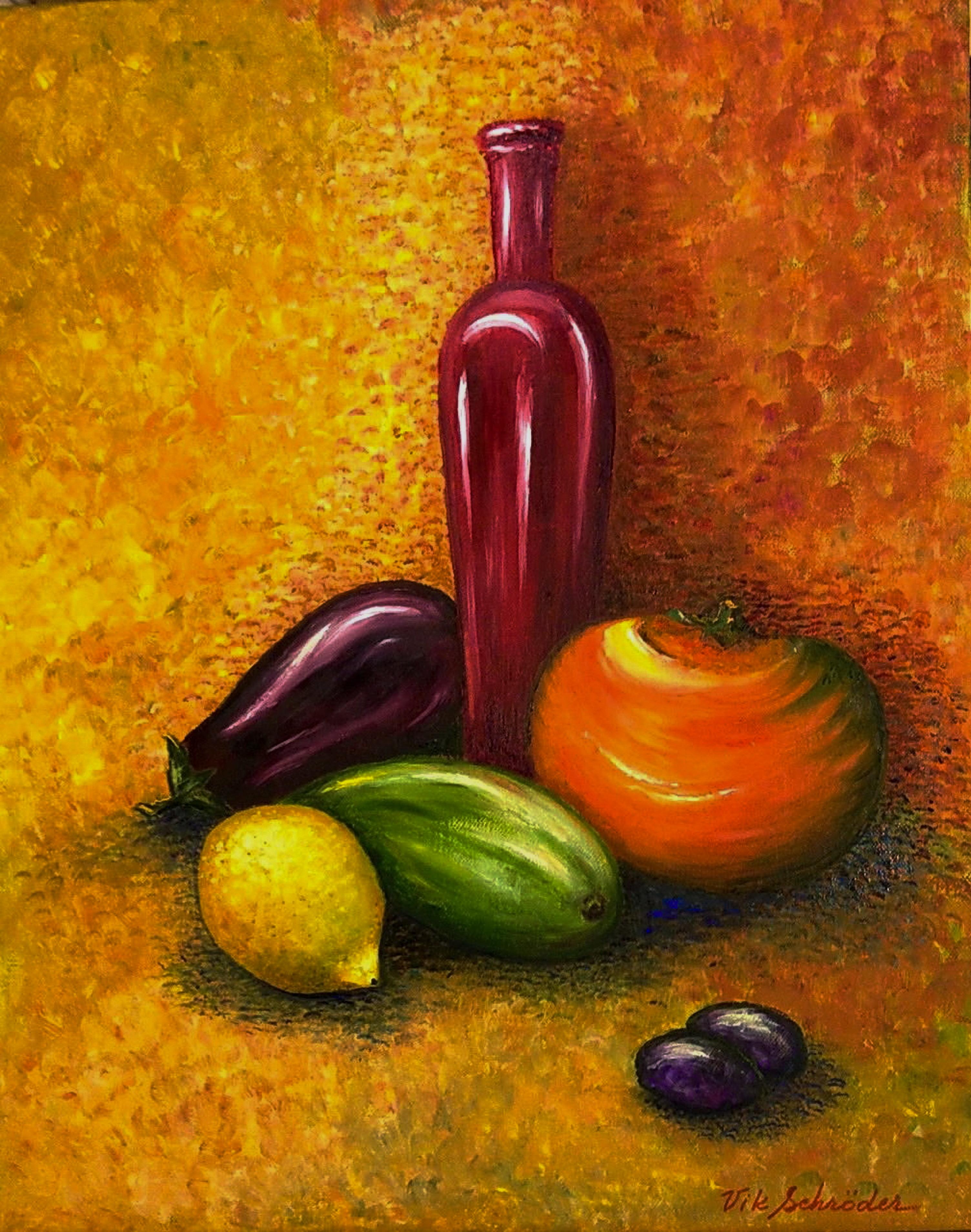  It may be healthy. Oil painting. Impressionism style. Still life 50/40 cm. - Painting by Vik Schroeder 