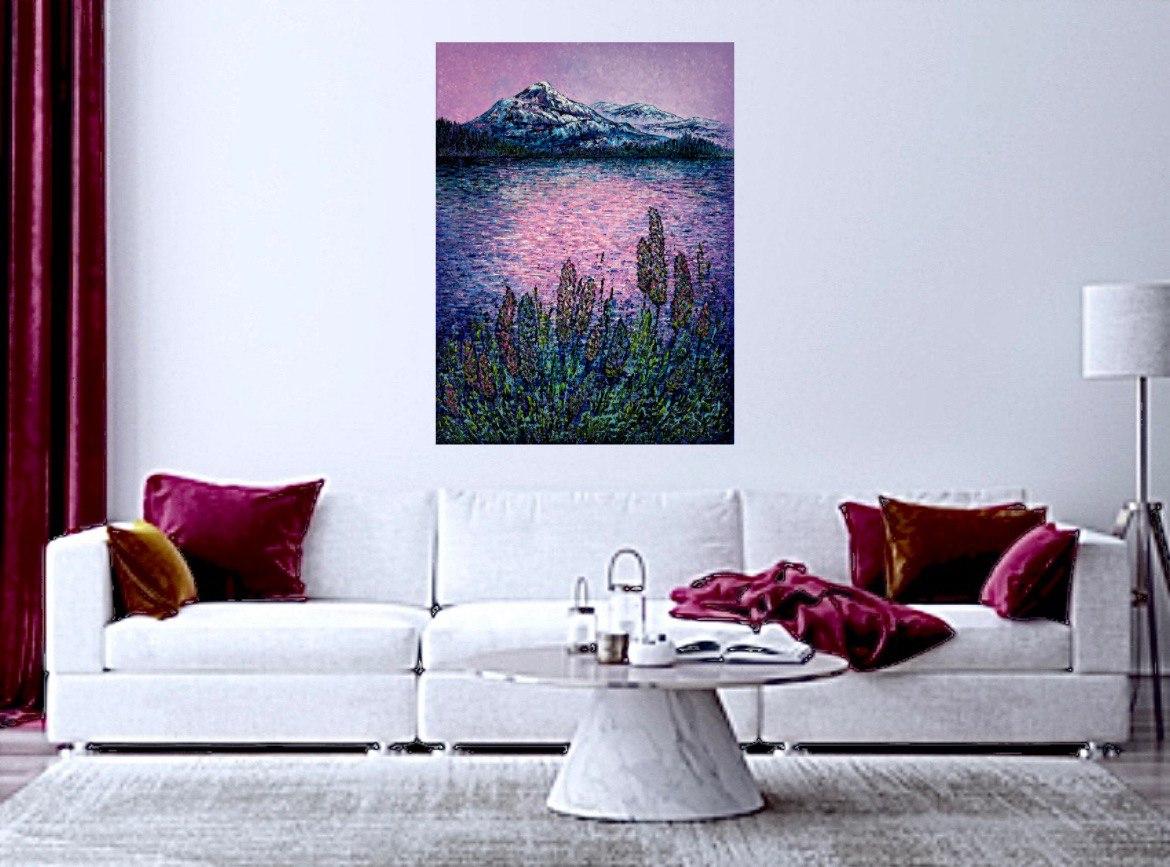 evening in the Alps / Impasto fine art. Style impressionniste. en vente 5
