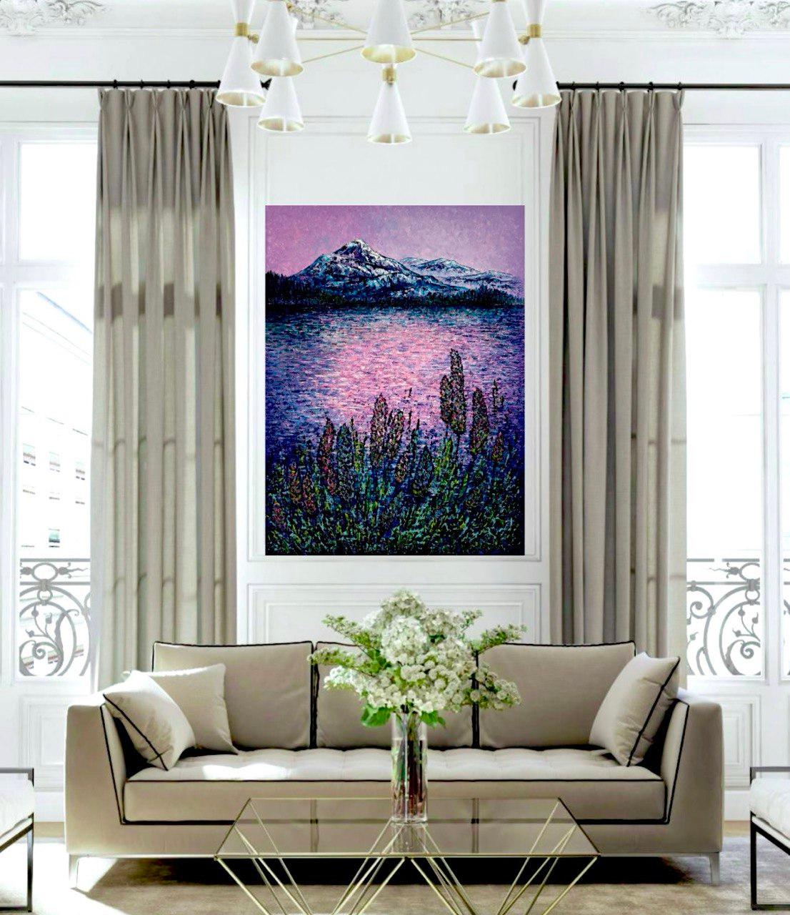 evening in the Alps / Impasto fine art. Style impressionniste. en vente 6