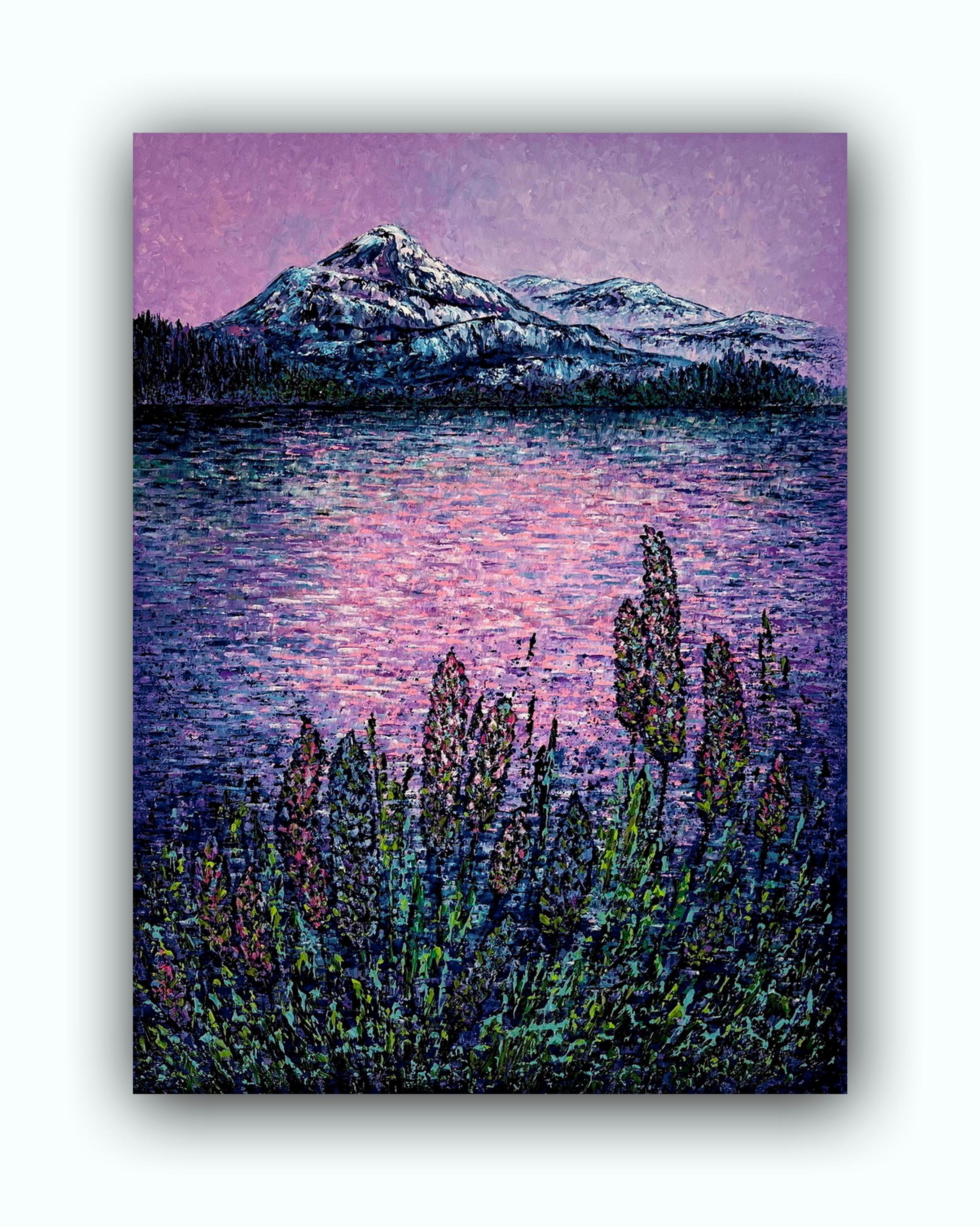 evening in the Alps / Impasto fine art. Style impressionniste. en vente 8