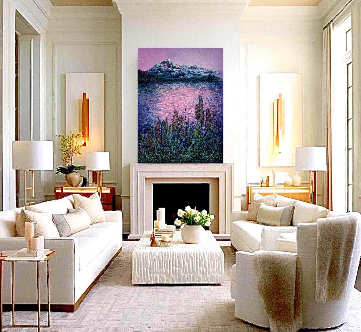 evening in the Alps / Impasto fine art. Style impressionniste. en vente 4