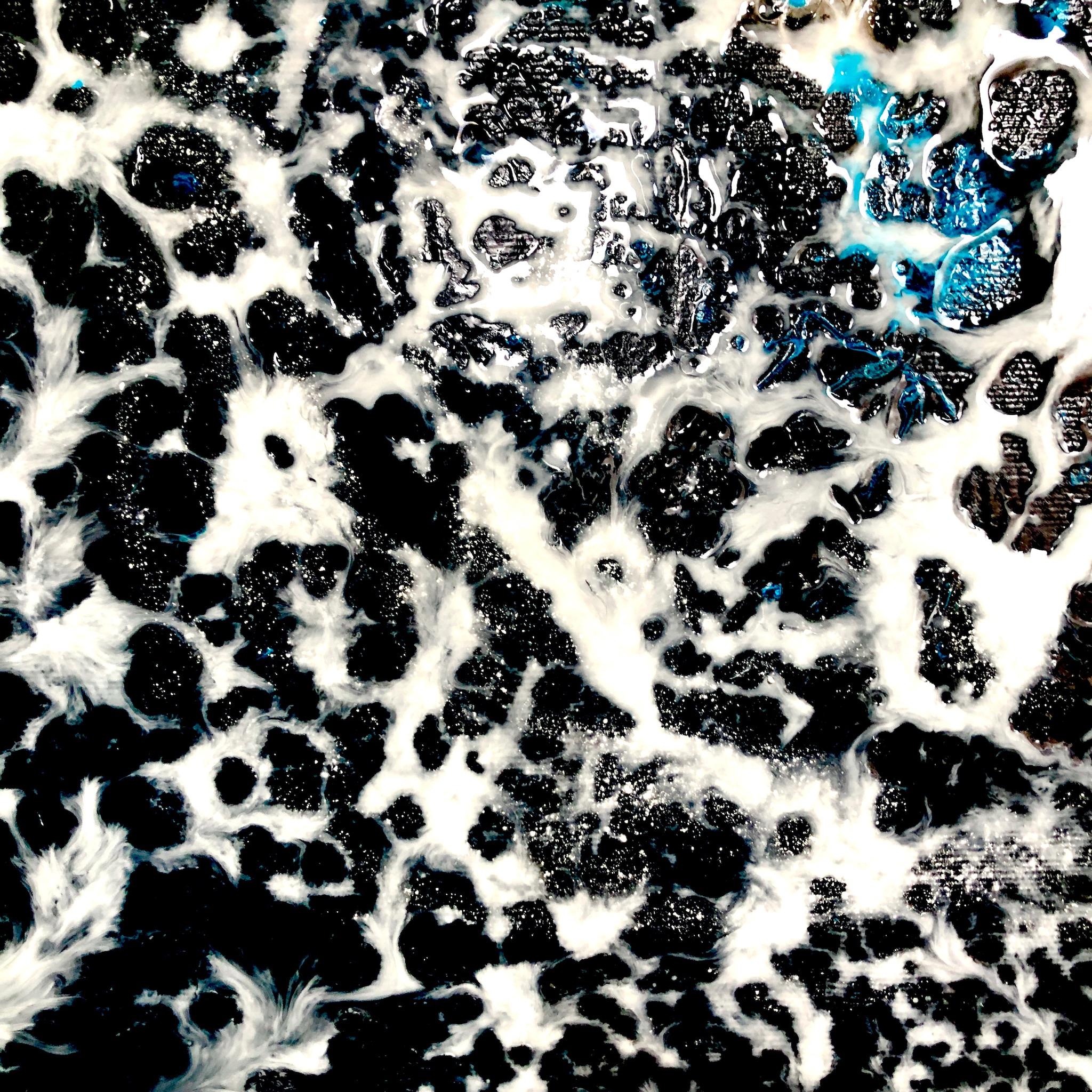 Der Blick in die Tiefe. Abstraktes Lage-Gemälde / Wasser/ Meer / Blau / Weiß  im Angebot 8