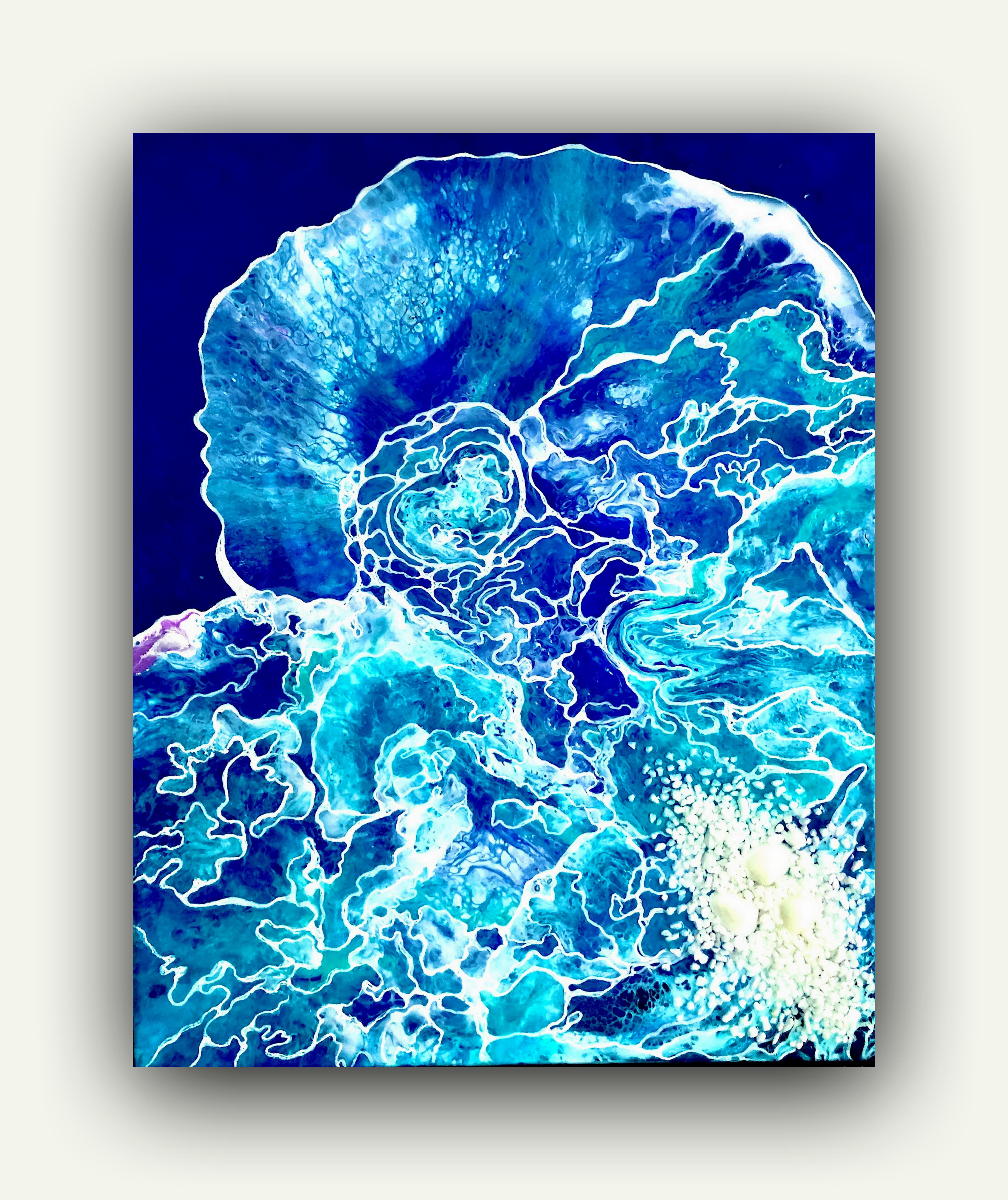  Water is a symbol of the fundamental principle of everything, it is the element from which everything on Earth was born. 
It is original painting. The sides of the artwork painted as a part of the composition, so the painting has 3D effect.
It does