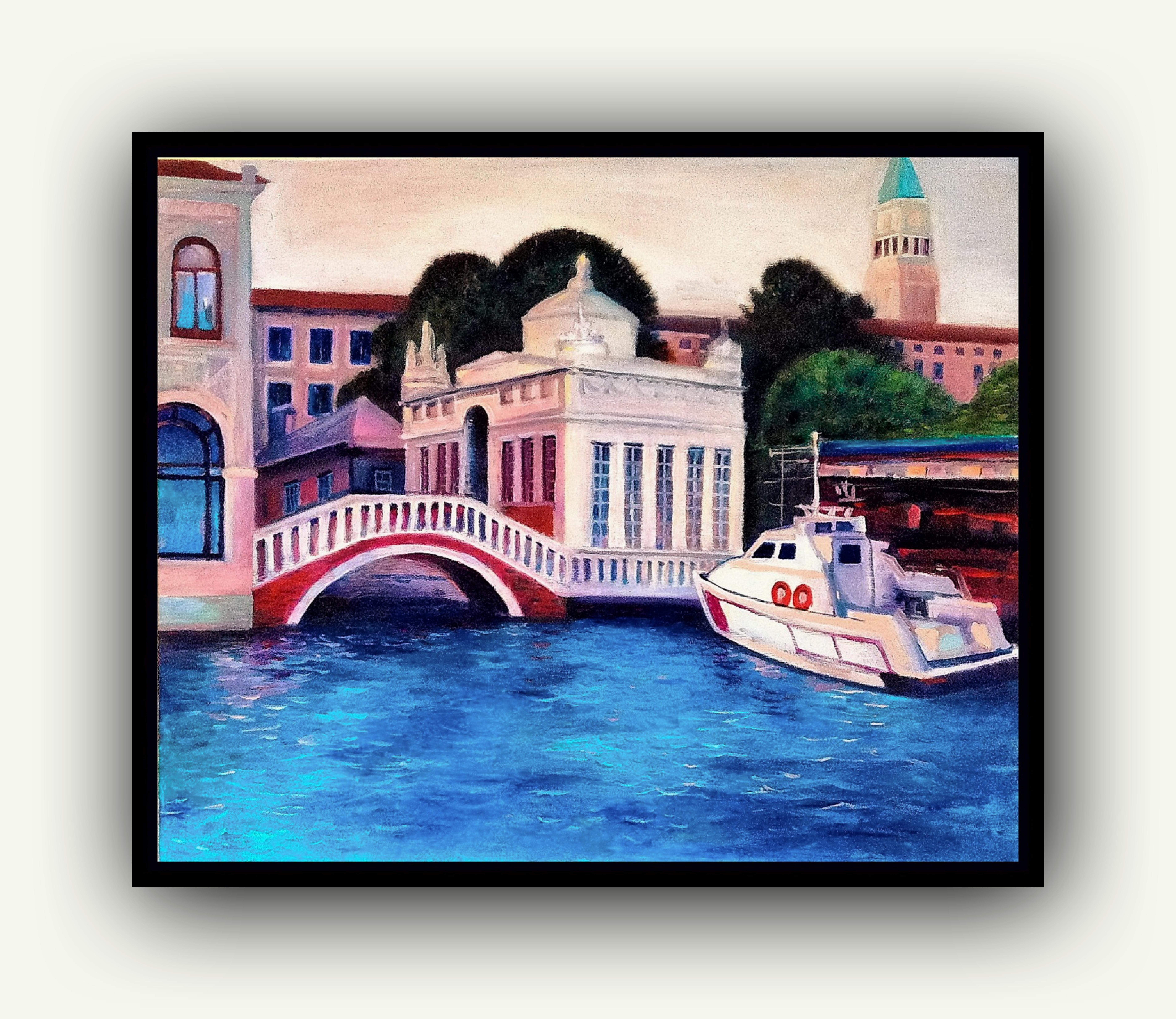 Mémoires de Venise. Beaux-arts modernes. Style impressionniste. Huile 53/63 cm. - Impressionnisme Painting par Vik Schroeder 