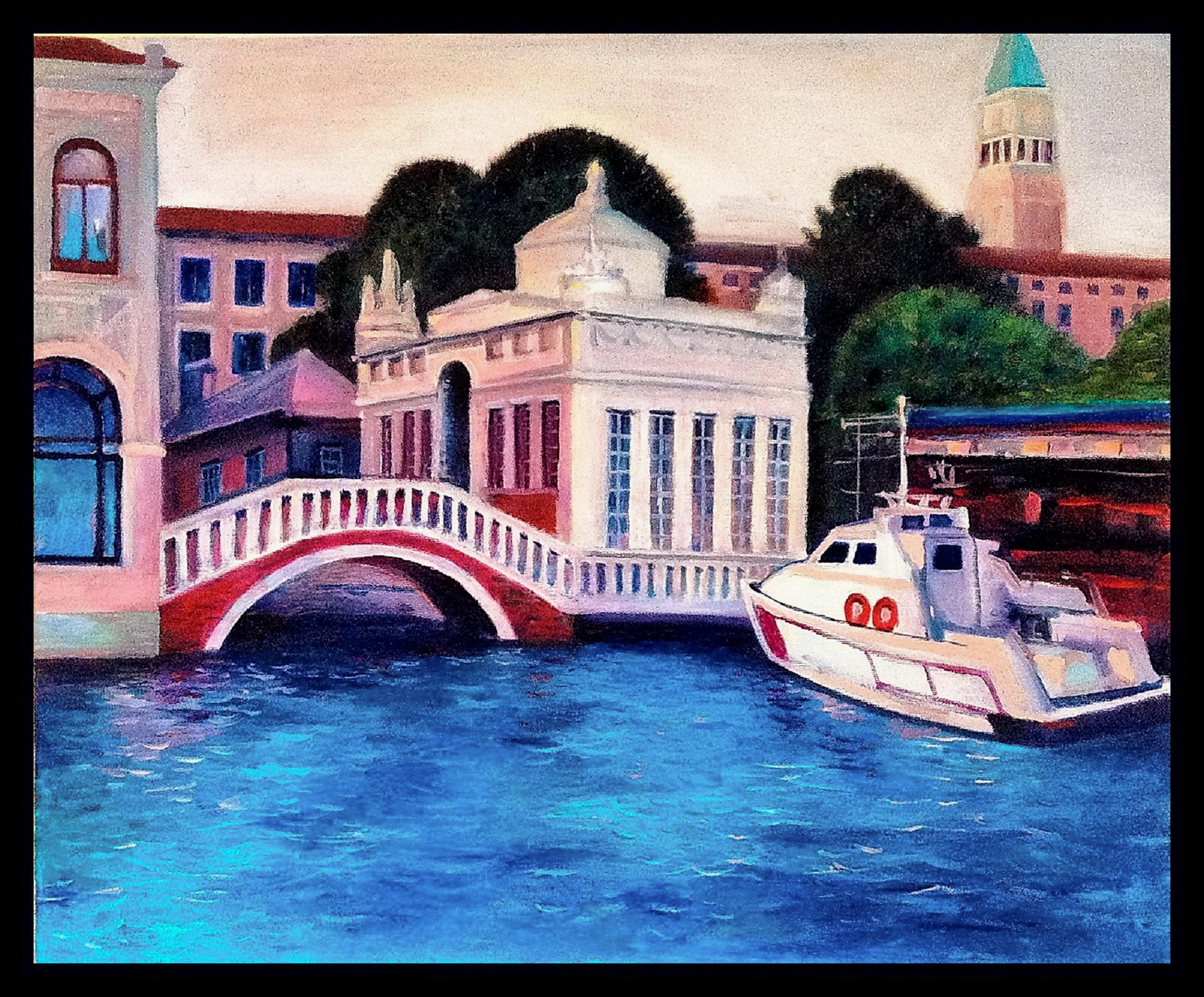 Erinnerungen an Venedig. Moderne bildende Kunst. Impressionismus-Stil. 53/63 cm Ölgemälde.