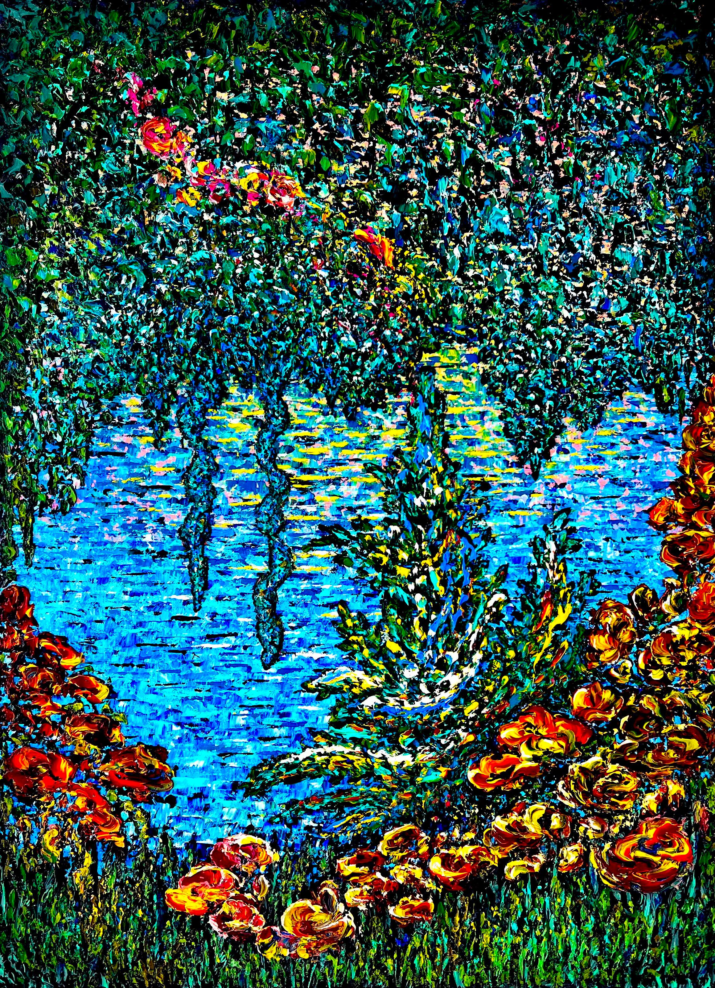 Vik Schroeder  Landscape Painting - New York. Holiday vibe in Central Park. Impasto oil painting, impressionism.