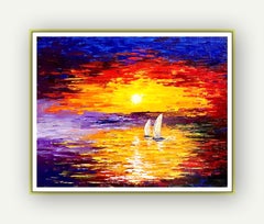 Nice Evening. Original oil impasto painting in the impressionism style.