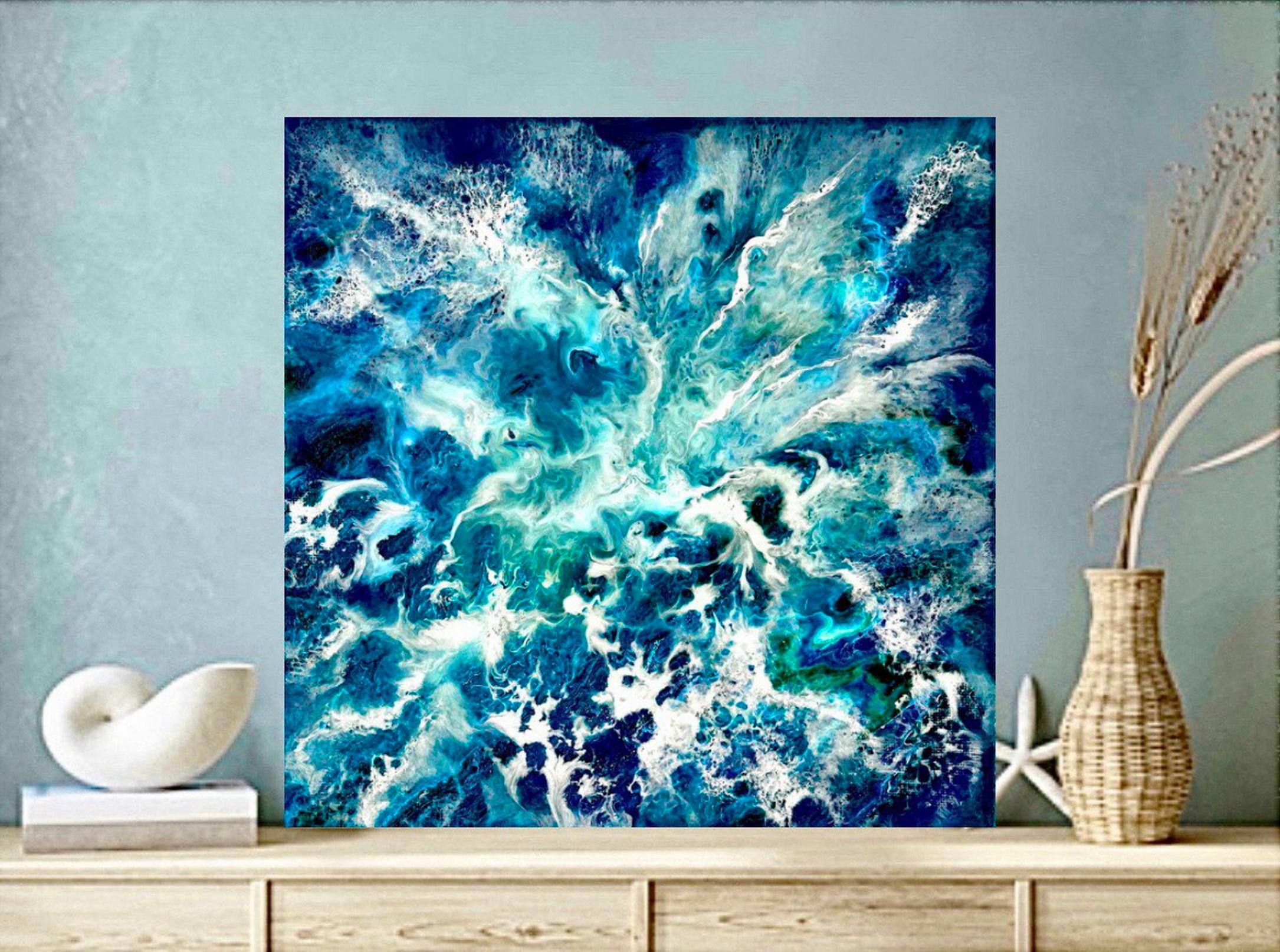 Oceania Celebration / Abstrakt / Blaues Wasser / Meer, Wellen / Meer, Wellen / im Angebot 4
