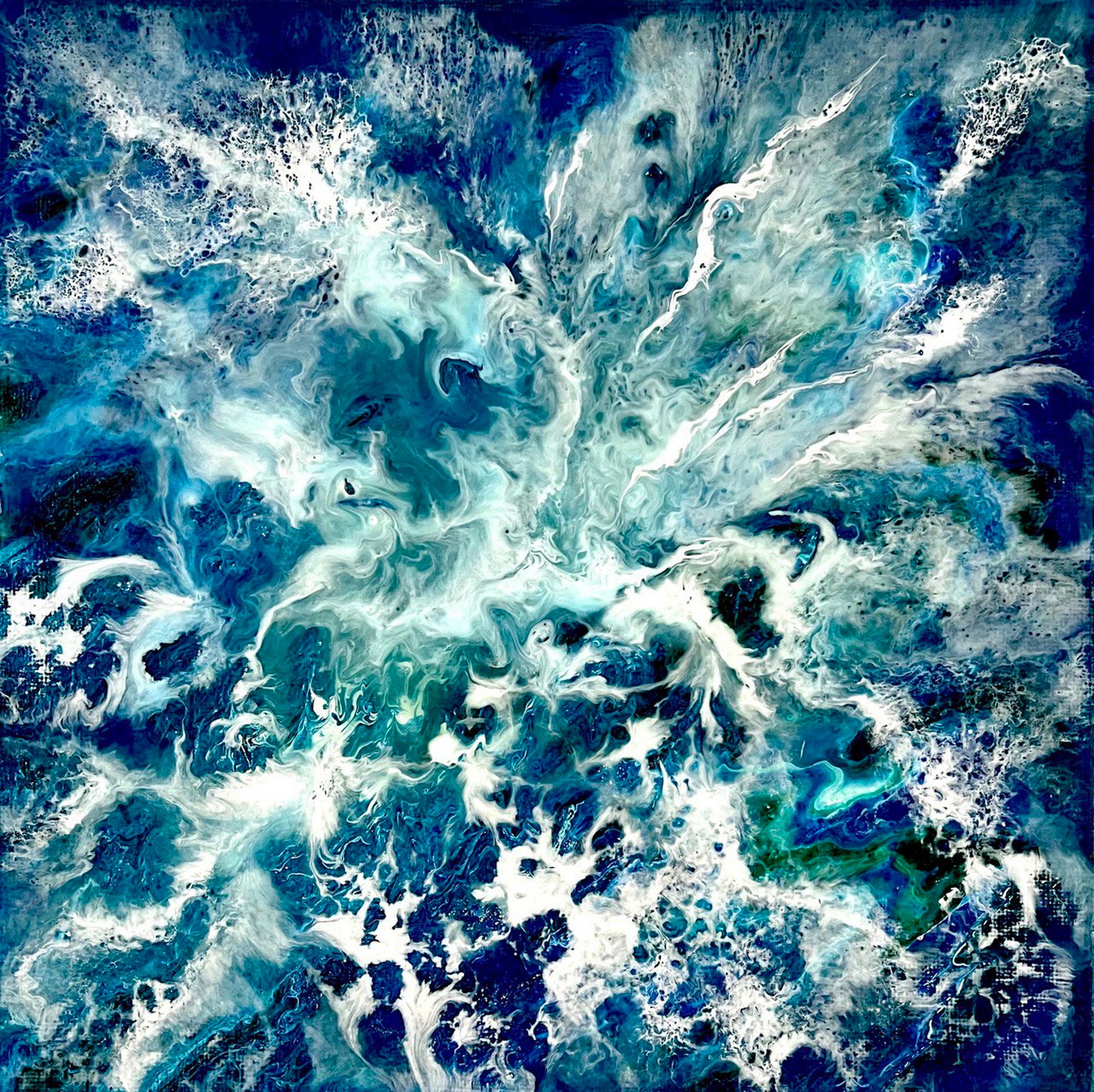   Oceania Celebration. Abstract expressionism. Sea / Water / Waves /40*40 cm. - Abstract Expressionist Painting by Vik Schroeder 