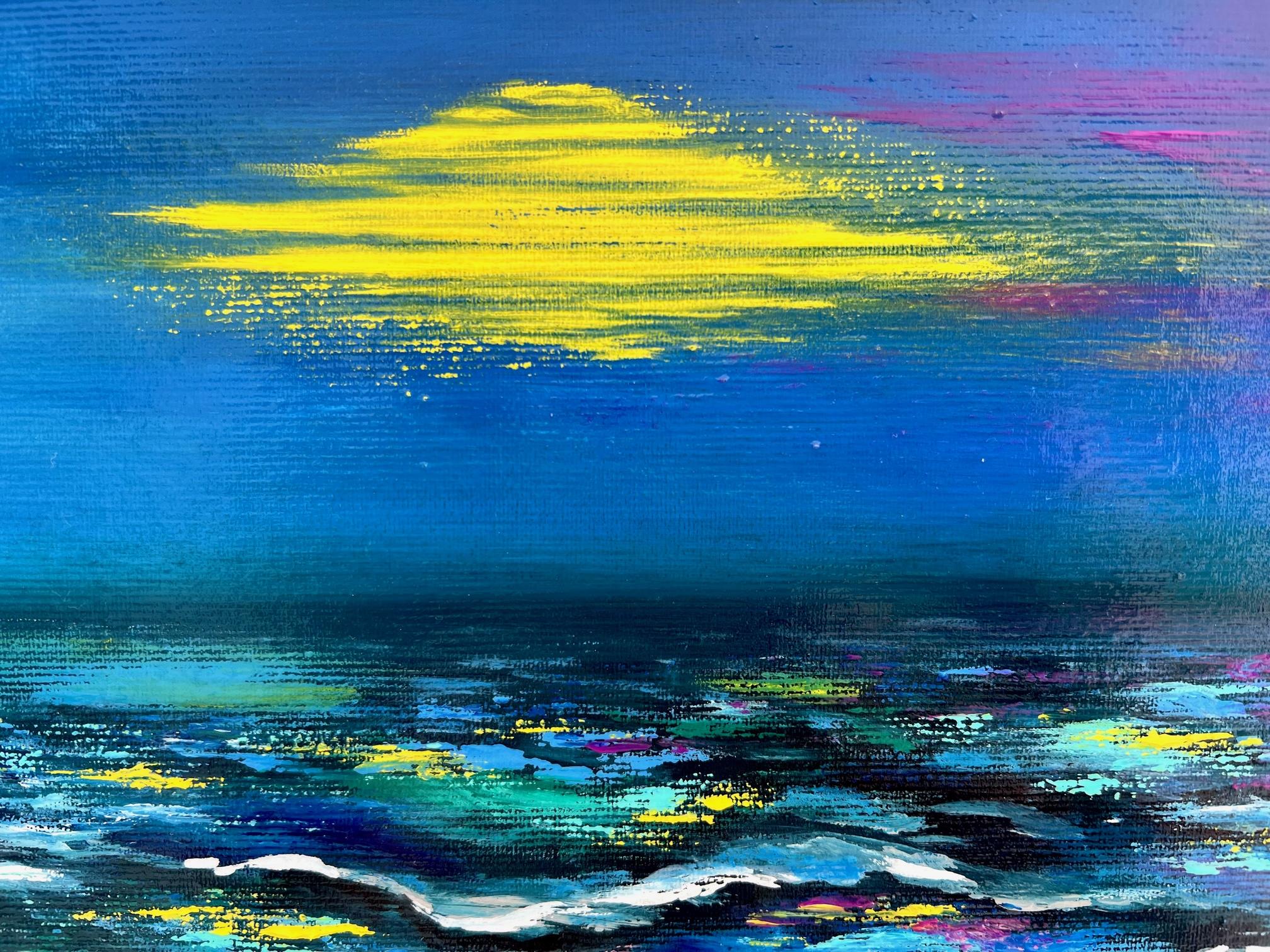  Peaceful Evening. Oil painting, Impressionist style. Sea / Waves / Water/ Moon. 2