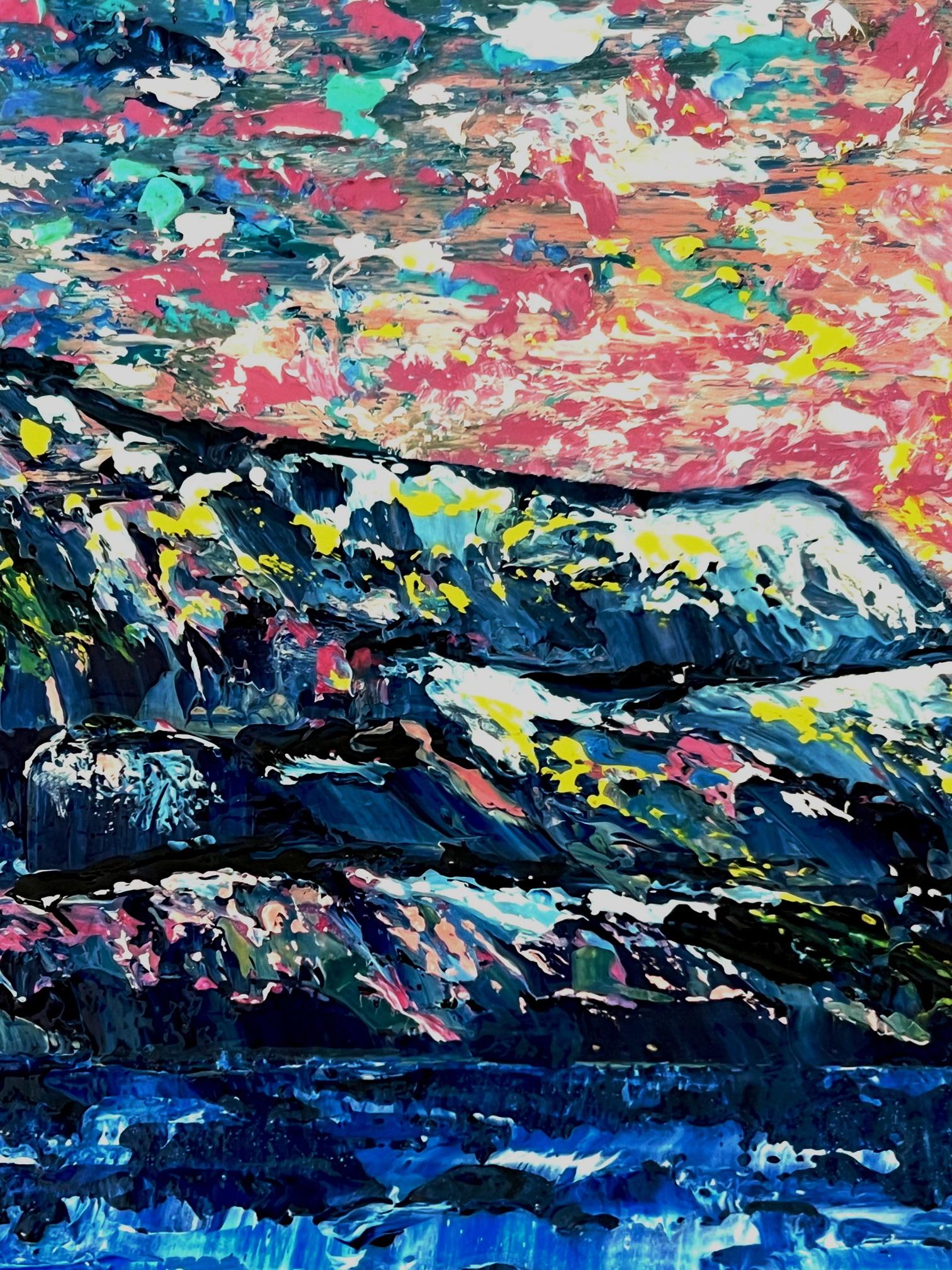  Lever de soleil paisible. Peinture à l'huile originale dans le style impressionniste.50/60 cm. en vente 12