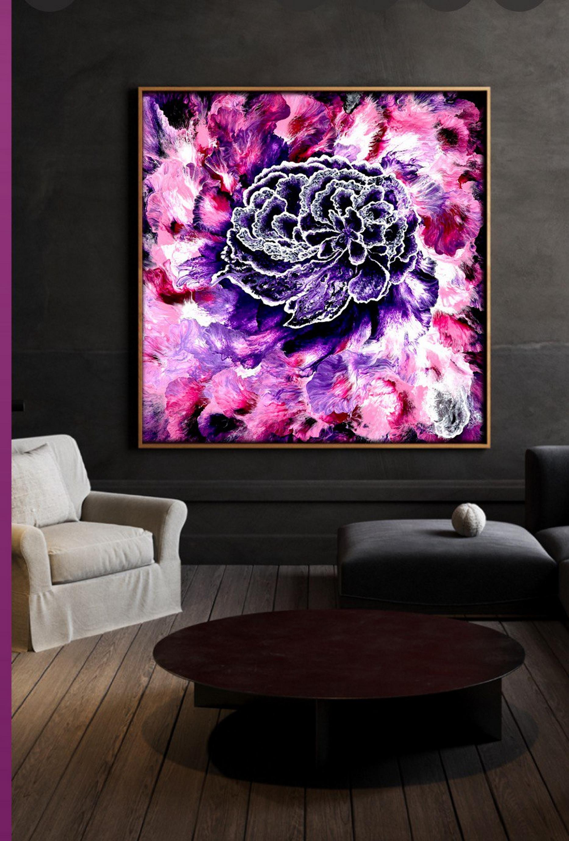 Phoenix. Celebration of Rebirth. Interior Abstract Lage painting 100x100cm For Sale 1