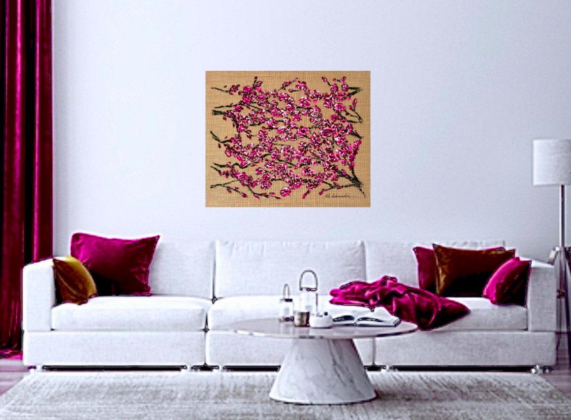 Sakura glamor / Original Gift Art / Blooming trees in spring / 50*60 cm. For Sale 5