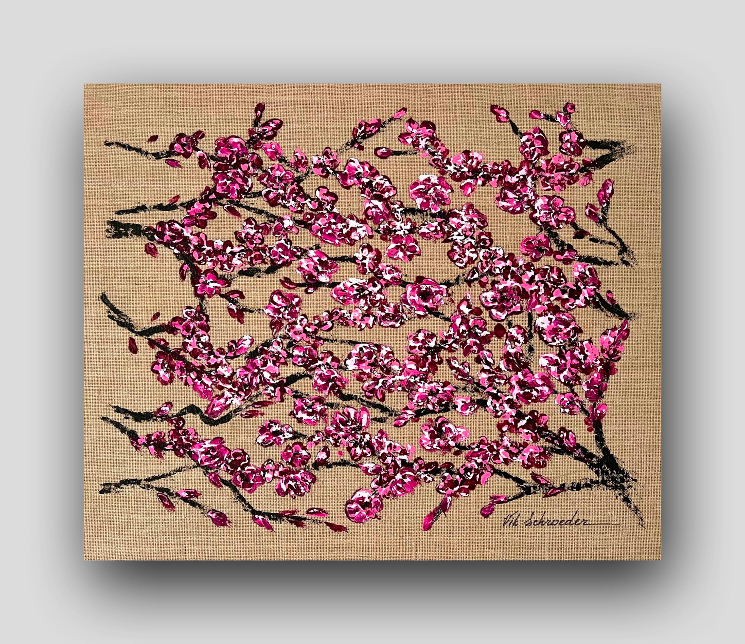  Sakura Glamour / Original Gift Art / Blütenblüten in Frühling / 50*60 cm. – Painting von Vik Schroeder 