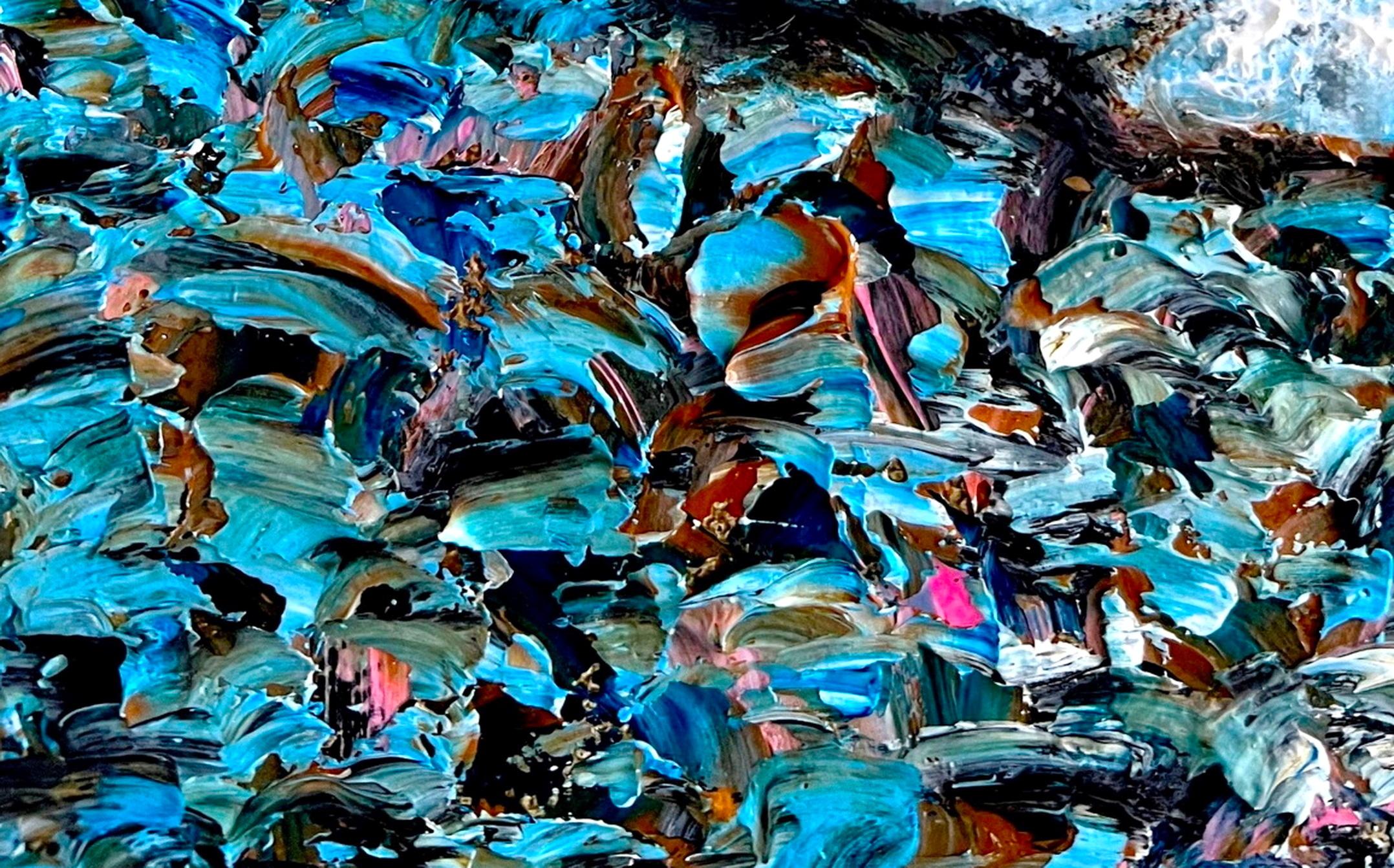 L'eau des mers guérit TOUT LE BIEN !))) Peinture à l'huile abstraite impressionniste intérieure de l'intérieur. en vente 8
