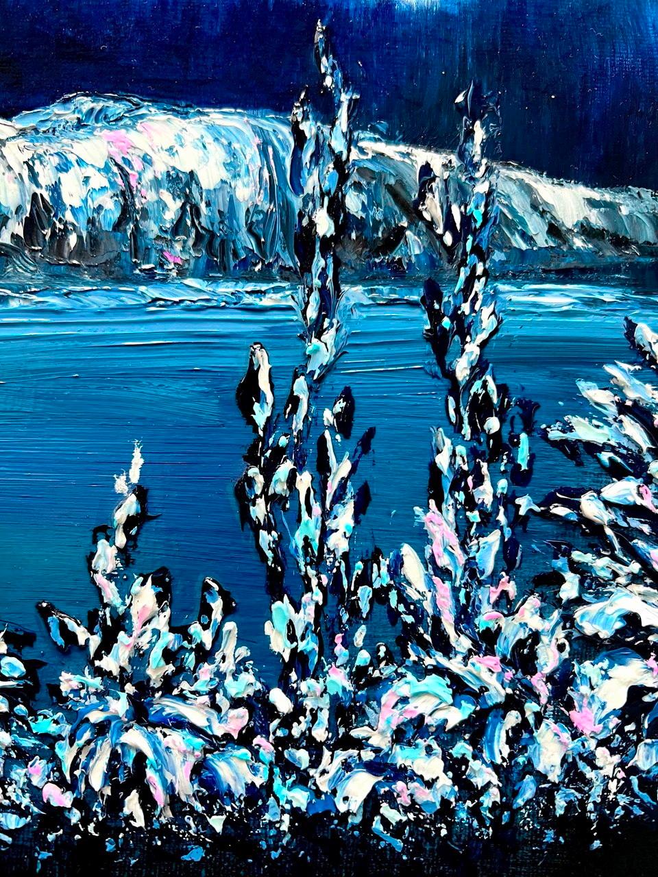 Silent Night / Impressionism / Winter, Snow, Sky. Northern Lights For Sale 6