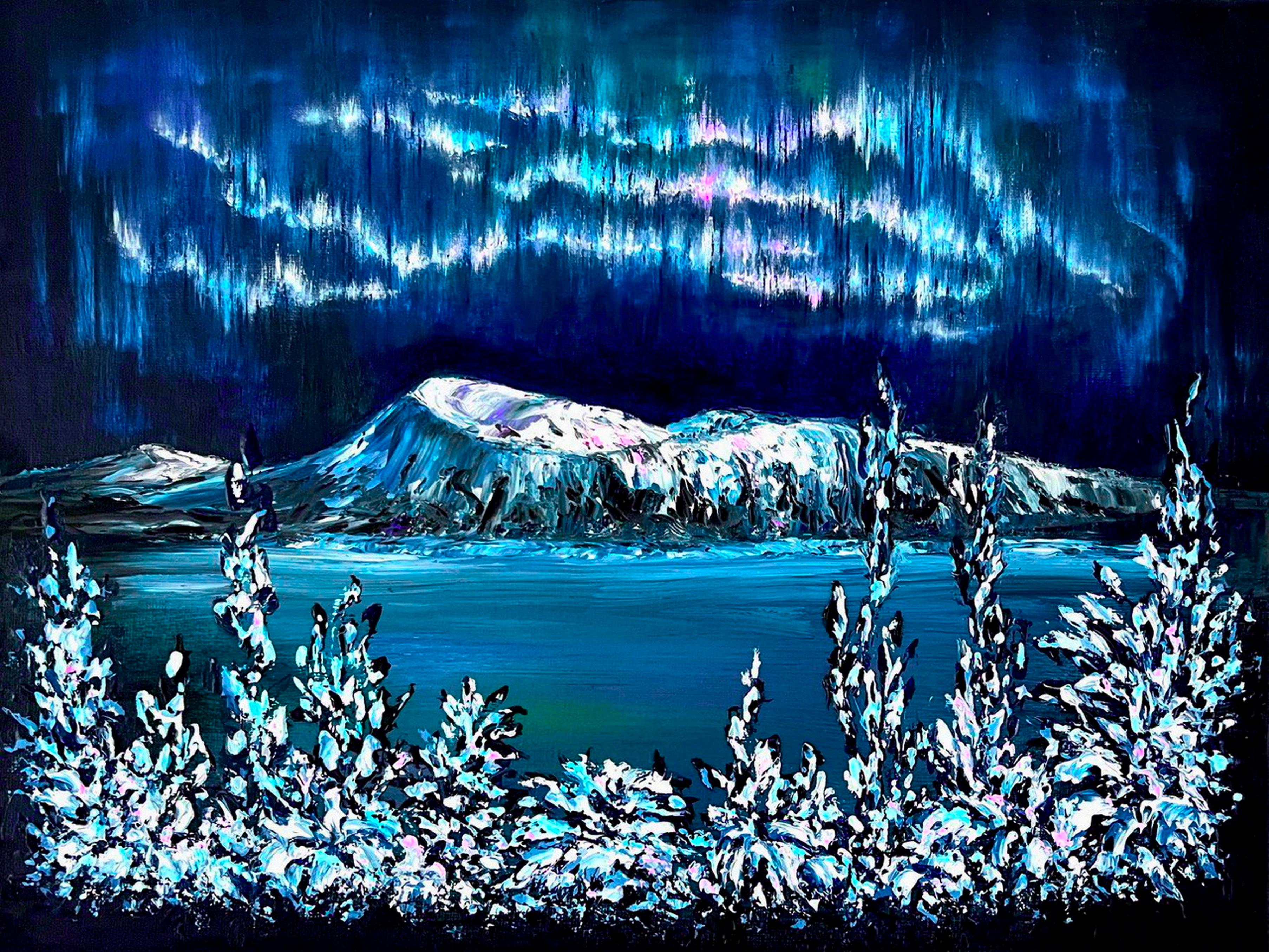 Silent Night / Impressionismus / Winter, Schnee, Himmel. Northern Lights