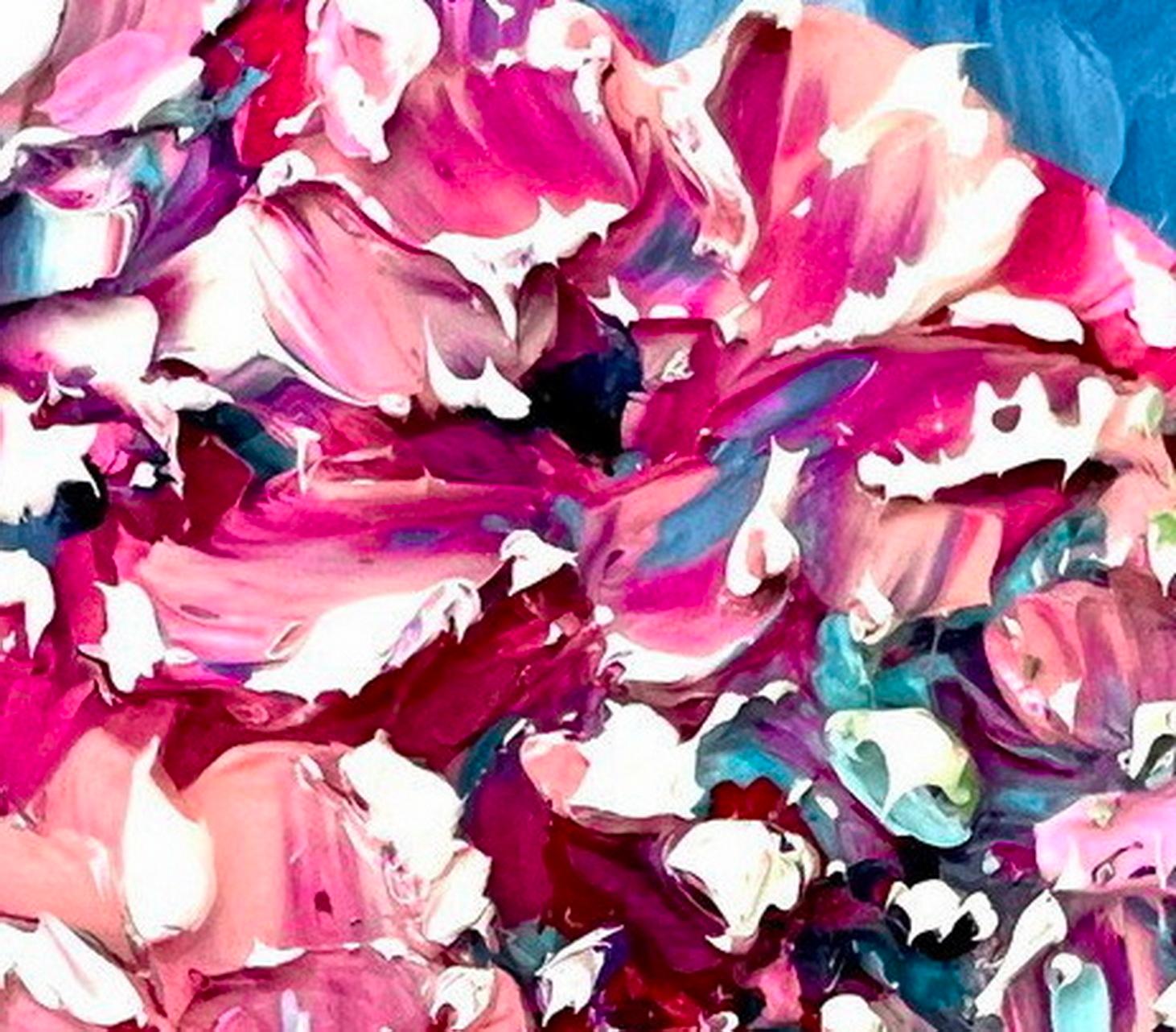  Spring Impression. Original oil impasto painting, impressionism, sakura bloom. - Abstract Impressionist Painting by Vik Schroeder 