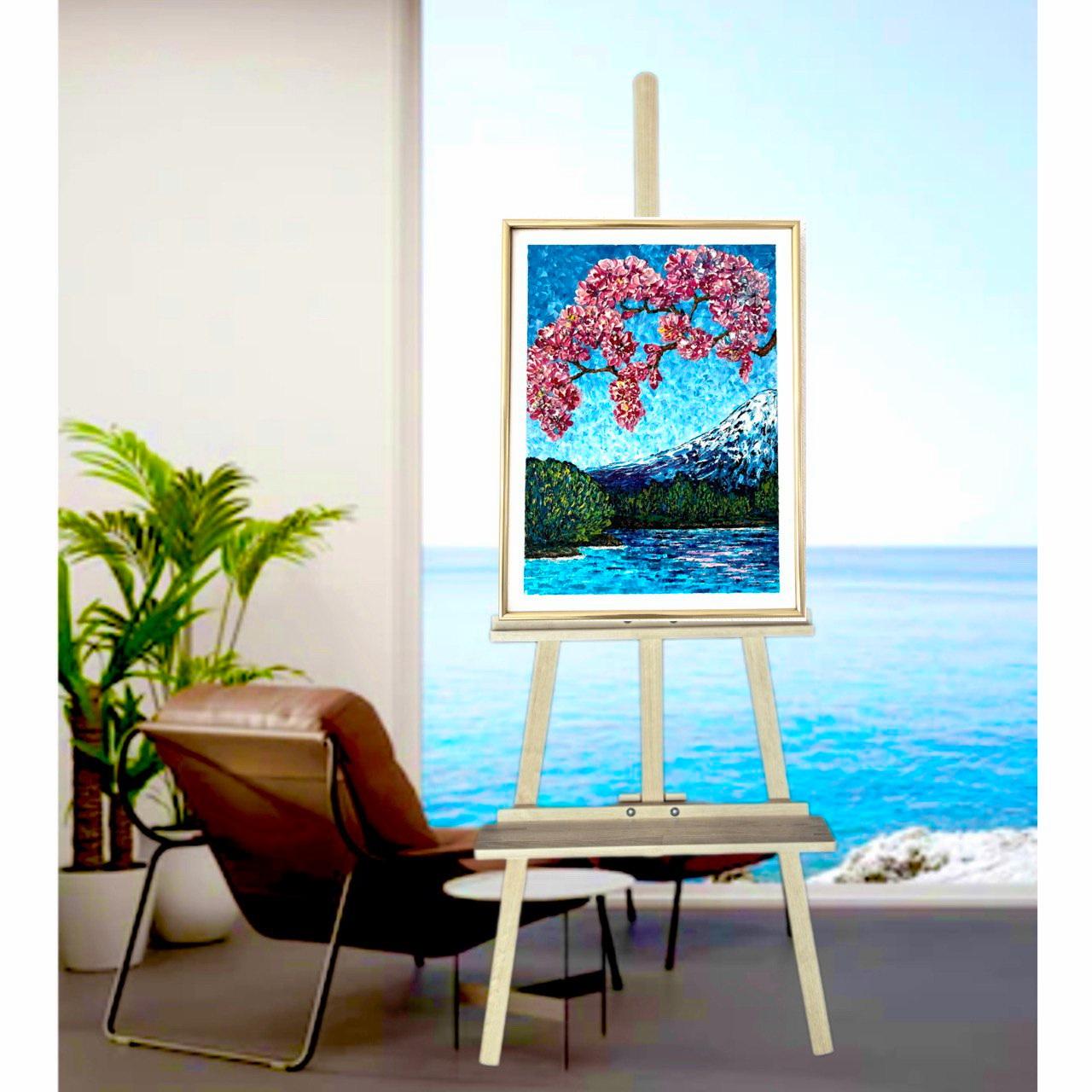  Spring Impression. Original oil impasto painting, impressionism, sakura bloom. For Sale 5