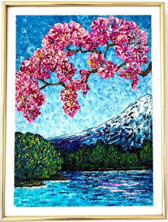  Spring Impression. Original oil impasto painting, impressionism, sakura bloom.