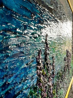 Suburbs of Lausanne between day and night // texture original oil impasto 3d /