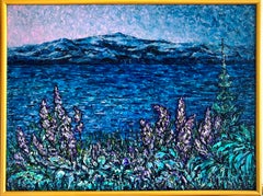 Suburbs of Lausanne between day and night // texture original oil impasto 3d /