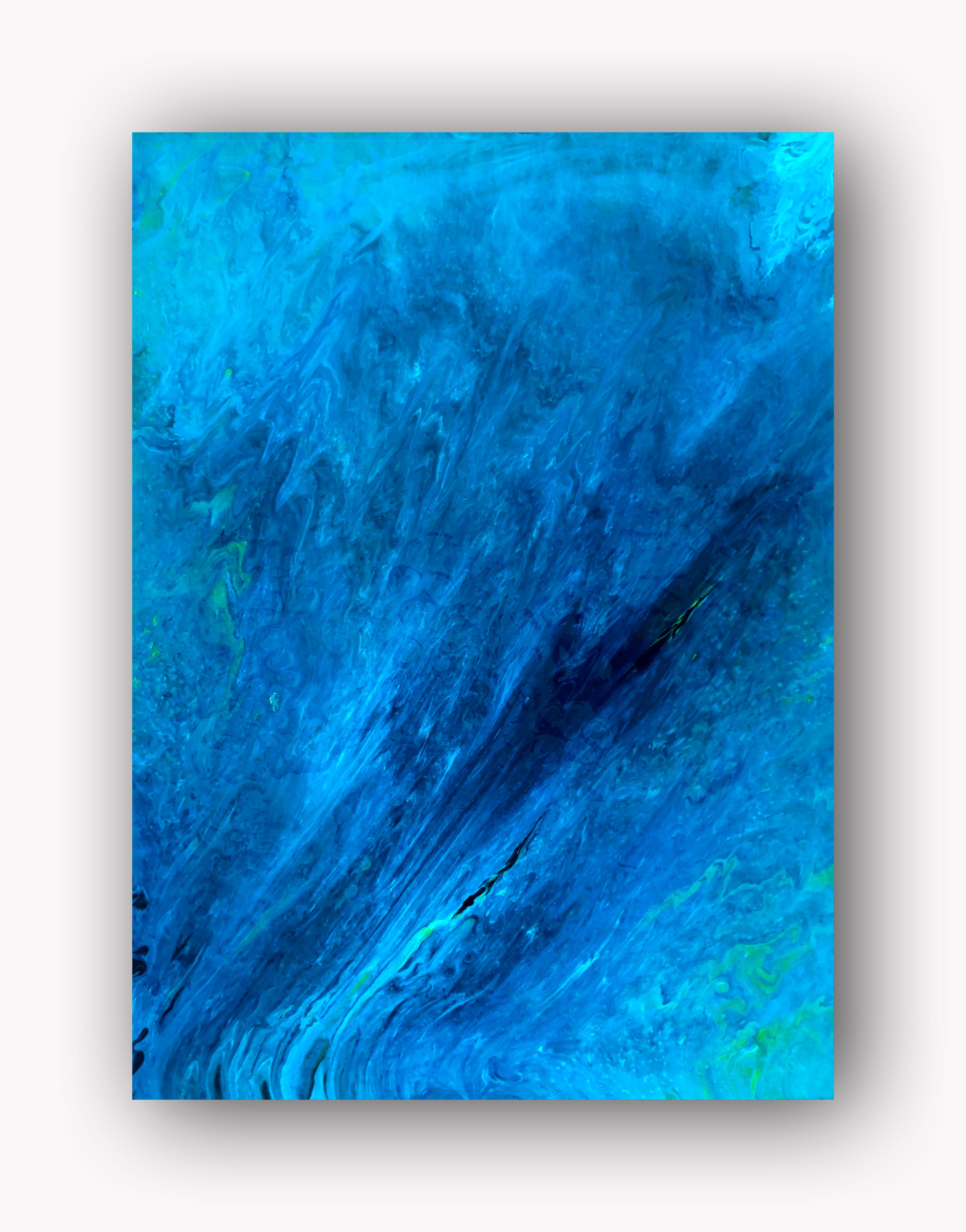 The Sapphire Sea.  Interior abstract painting. Acryl, Art Resin 80x60cm