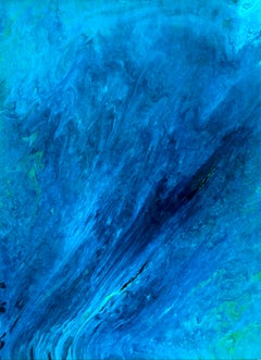 The Sapphire Sea.  Interior water abstract painting. Acryl, Art Resin 80x60cm