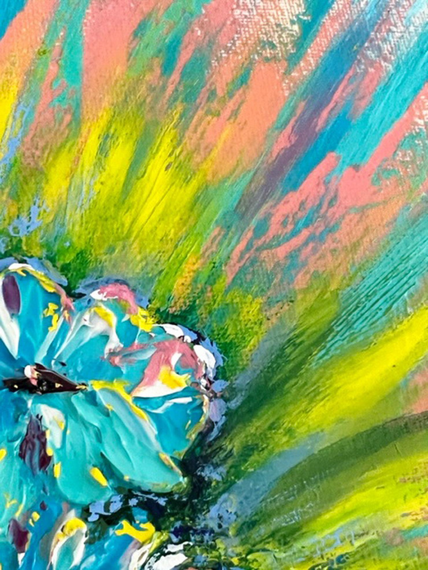  The Spring has come. Semi-abstract floral expressionism oil painting. Gift Art. For Sale 5