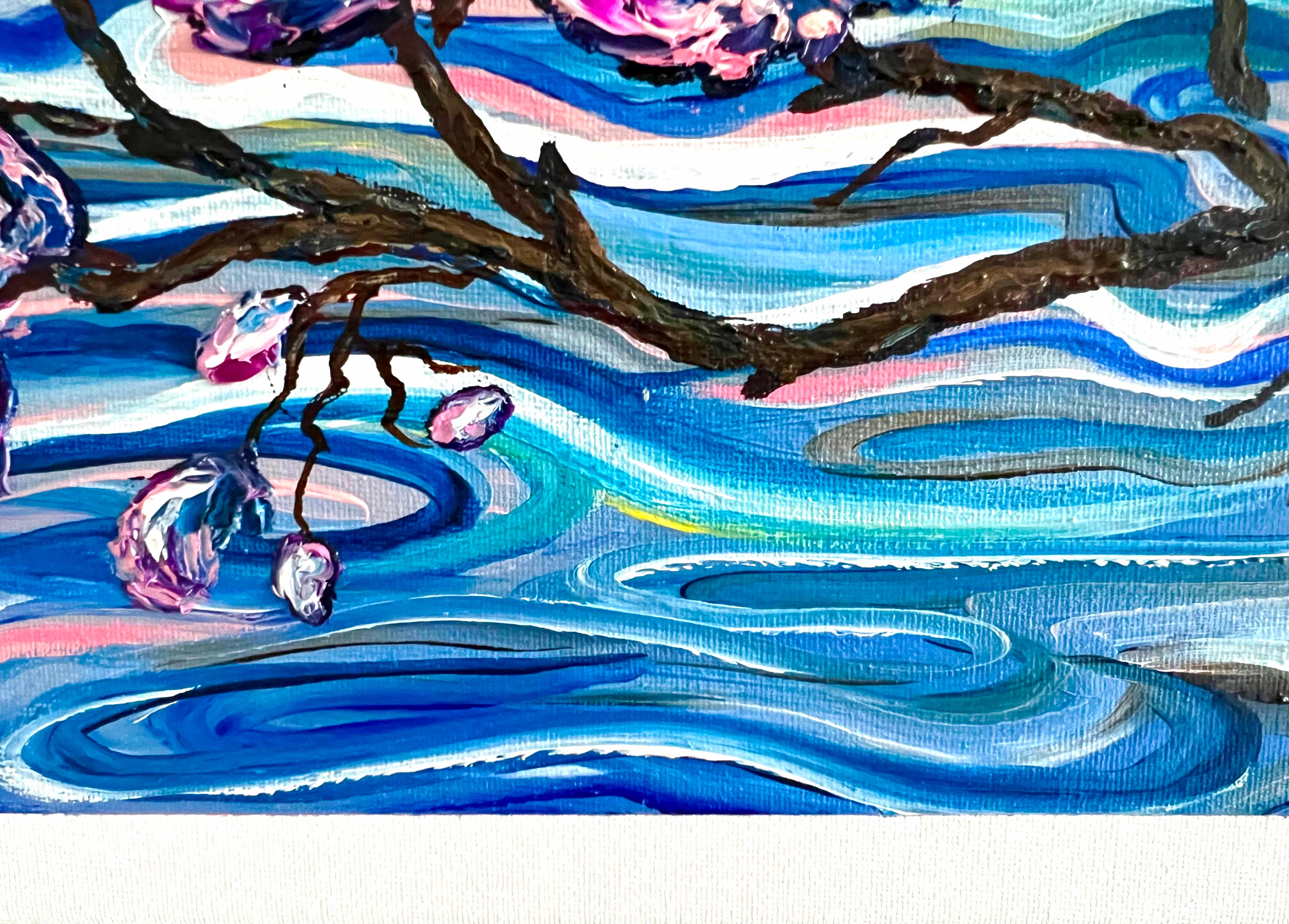 Tokio. Meeresfront des Sumida-Fluss. (Abstrakter Impressionismus), Painting, von Vik Schroeder 